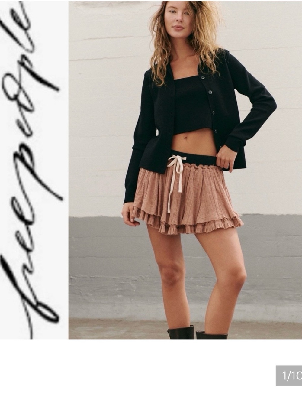Free People Pretty Please Mini Skirt in Latte